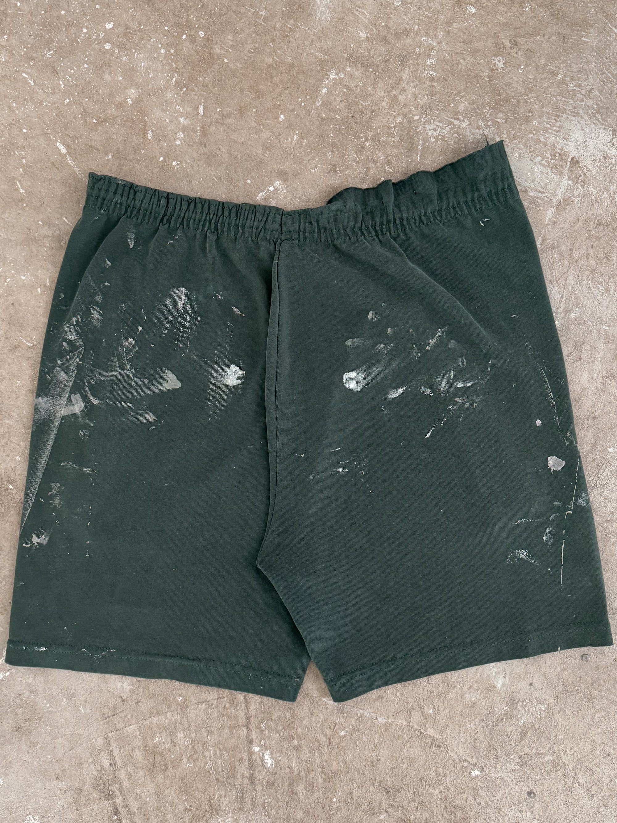 1980s Champion Painted Green Sweat Shorts (M)