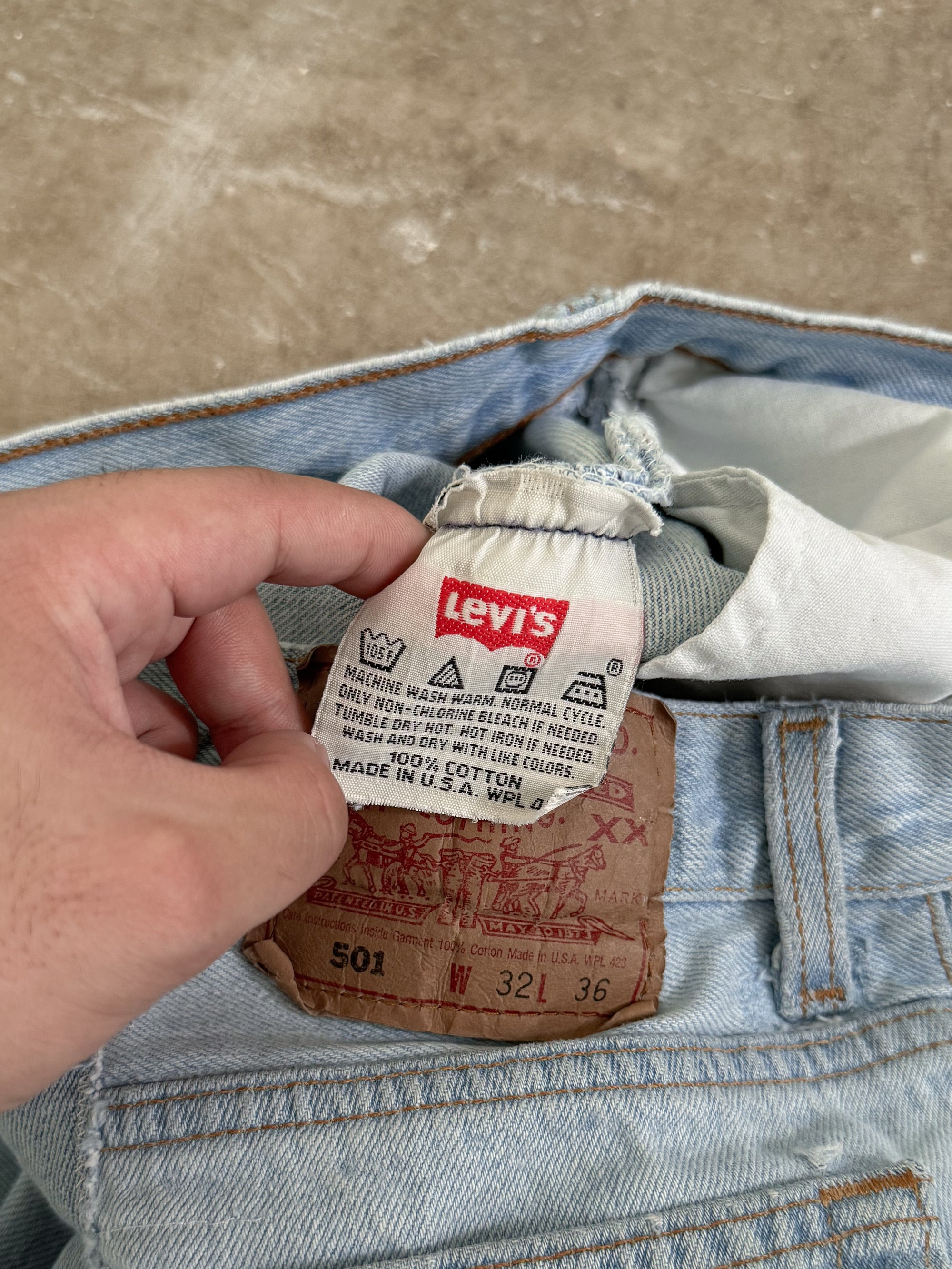 1990s Levis Repaired Faded Blue 501 (29X33)