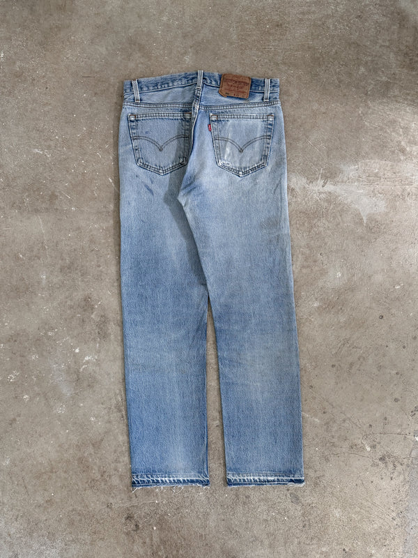 1990s Levis Repaired Faded Blue 501 Released Hem (31X31)