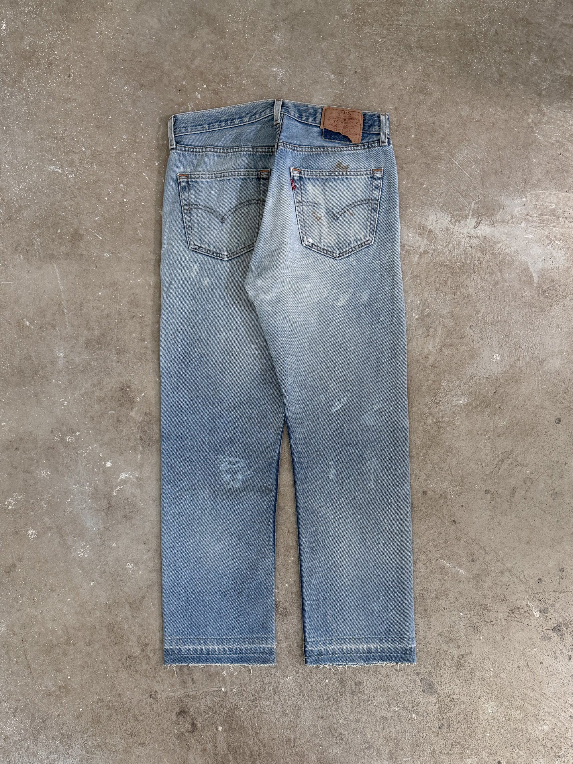 1990s Levis Repaired Faded Blue 501 Released Hem (30X27 )