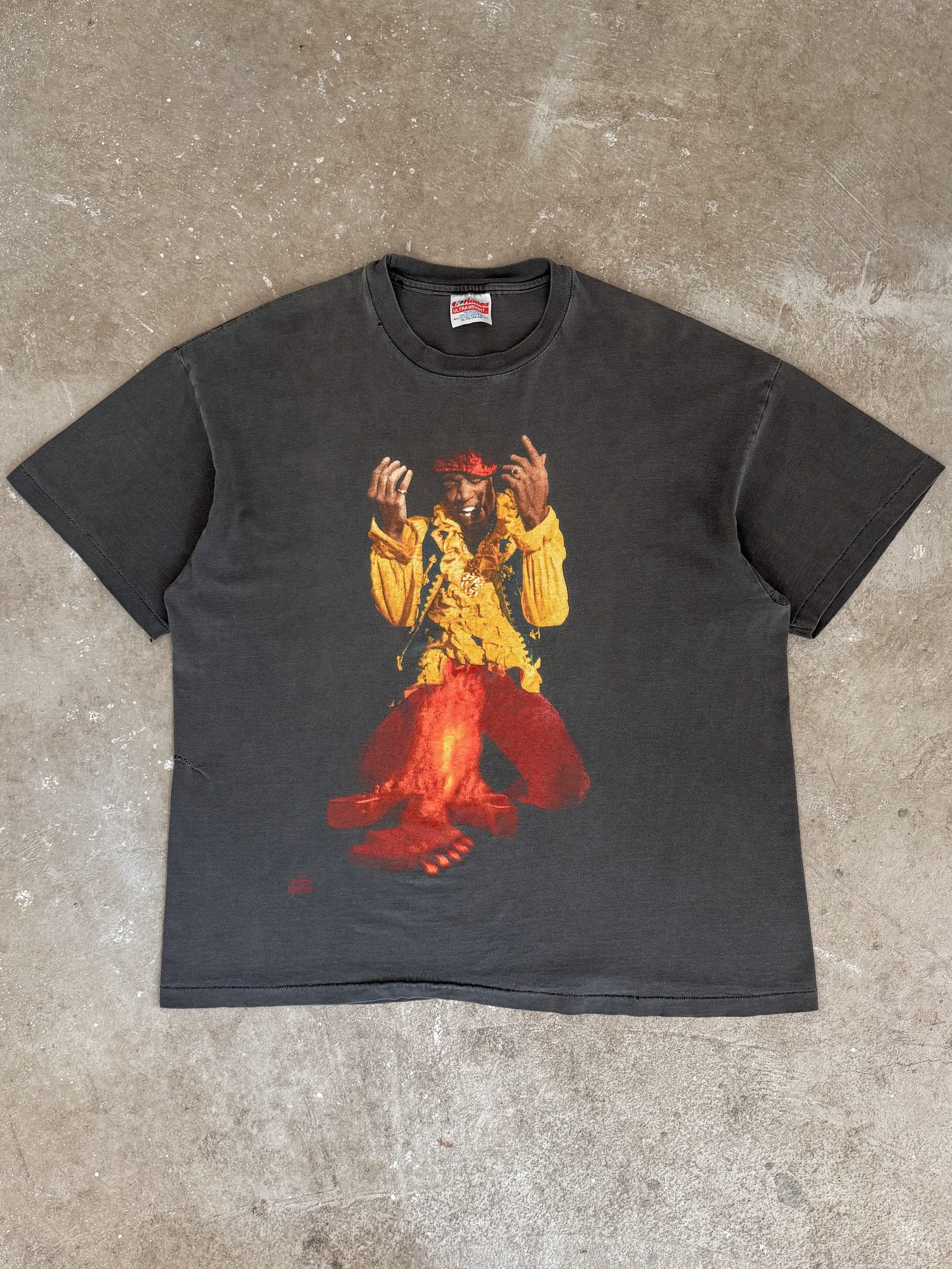 1991 Jimi Hendrix "Burning Guitar" Faded Tee (L)
