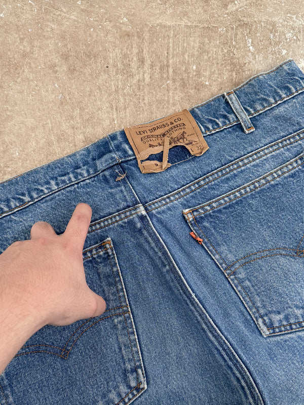 1990s Orange Tab Levis Faded Blue 505 (37X29)