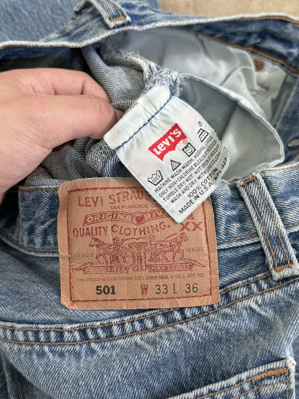 1990s Levis Repaired Faded Blue 501 (31X33)