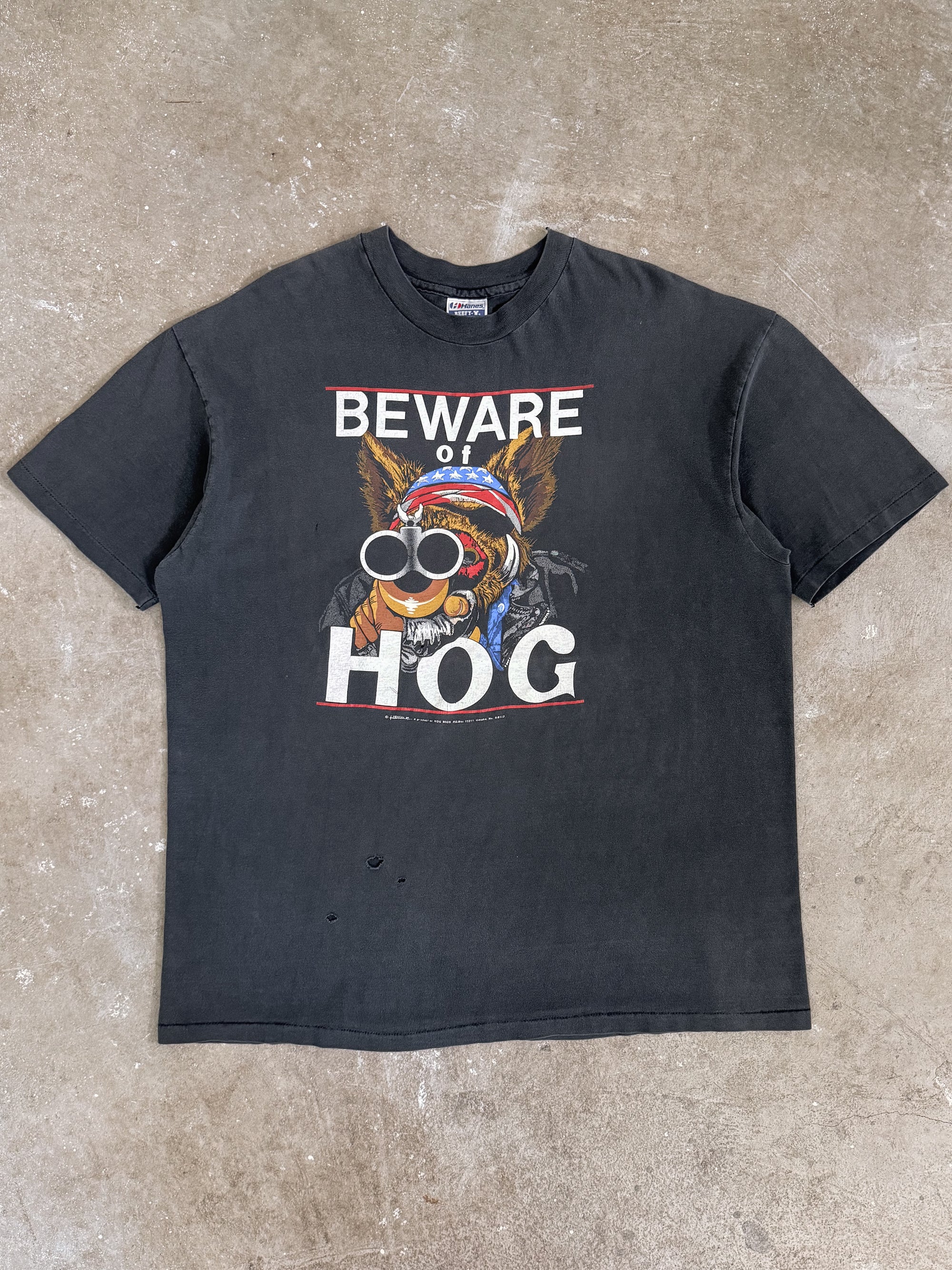 1980s "Beware of Hog" Faded Tee (XL)