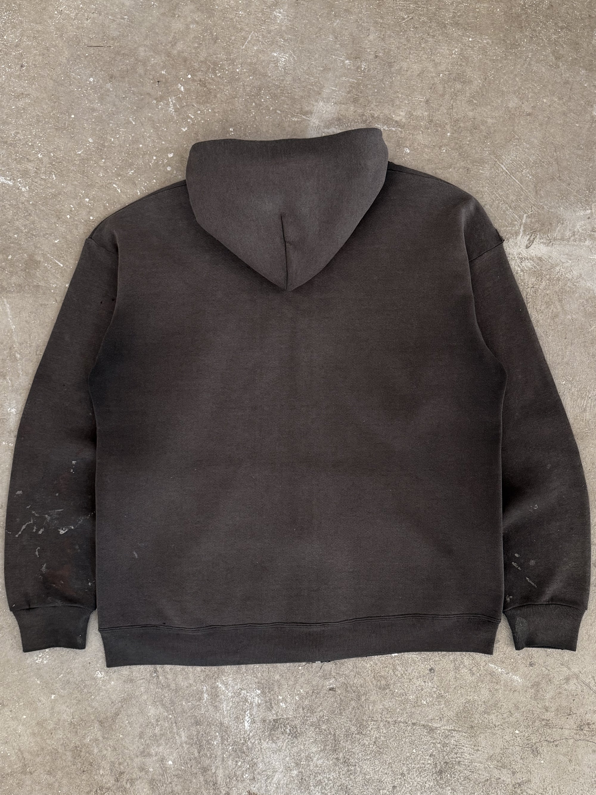 1990s Faded Black Zip Up Hoodie (L)
