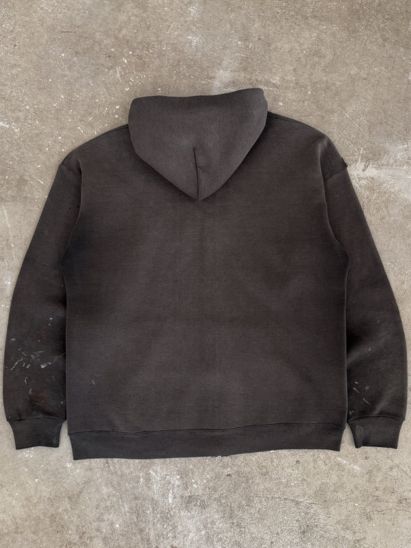 1990s Faded Black Zip Up Hoodie (L)