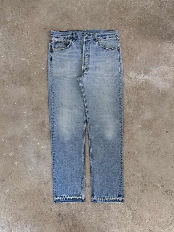 1990s Levis Faded Blue 501 Released Hem (32X31)