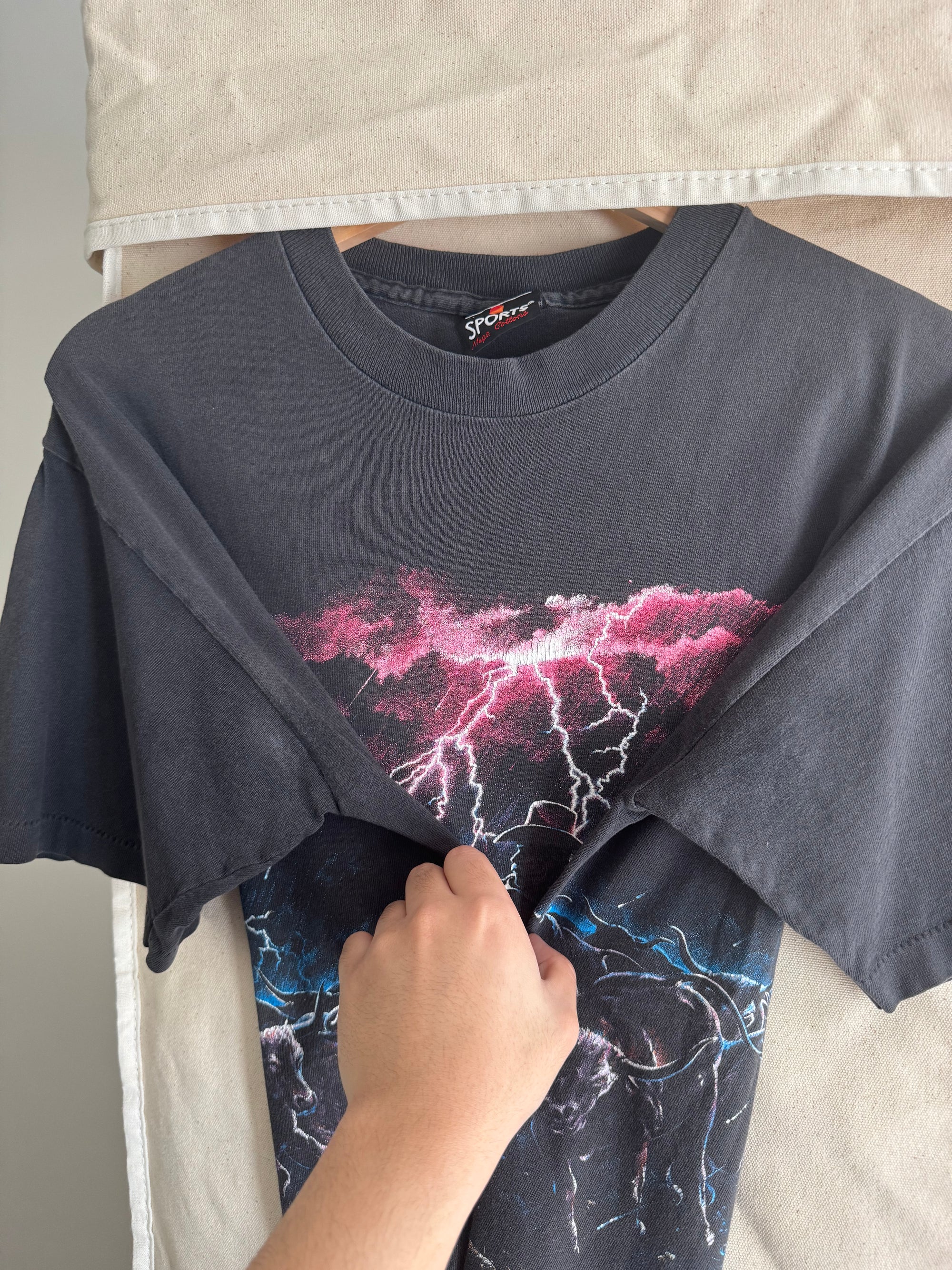 1990s "Cowboy Lightning" Faded Tee (M)
