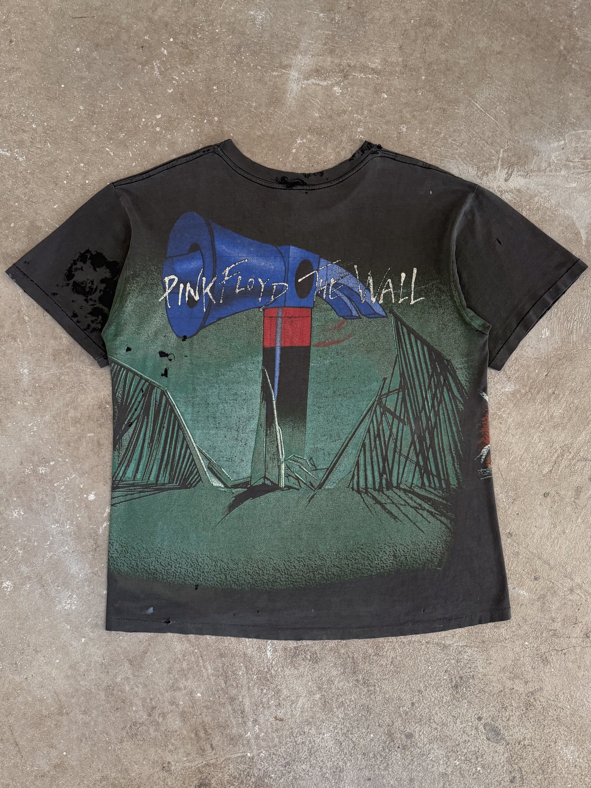 Mid 90s Pink Floyd "The Wall" Faded Repaired AOP Tee (L)