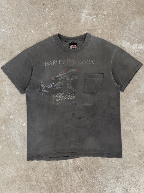 1990s "Classic of Motorcycling" Harley Davidson Faded Tee (L)