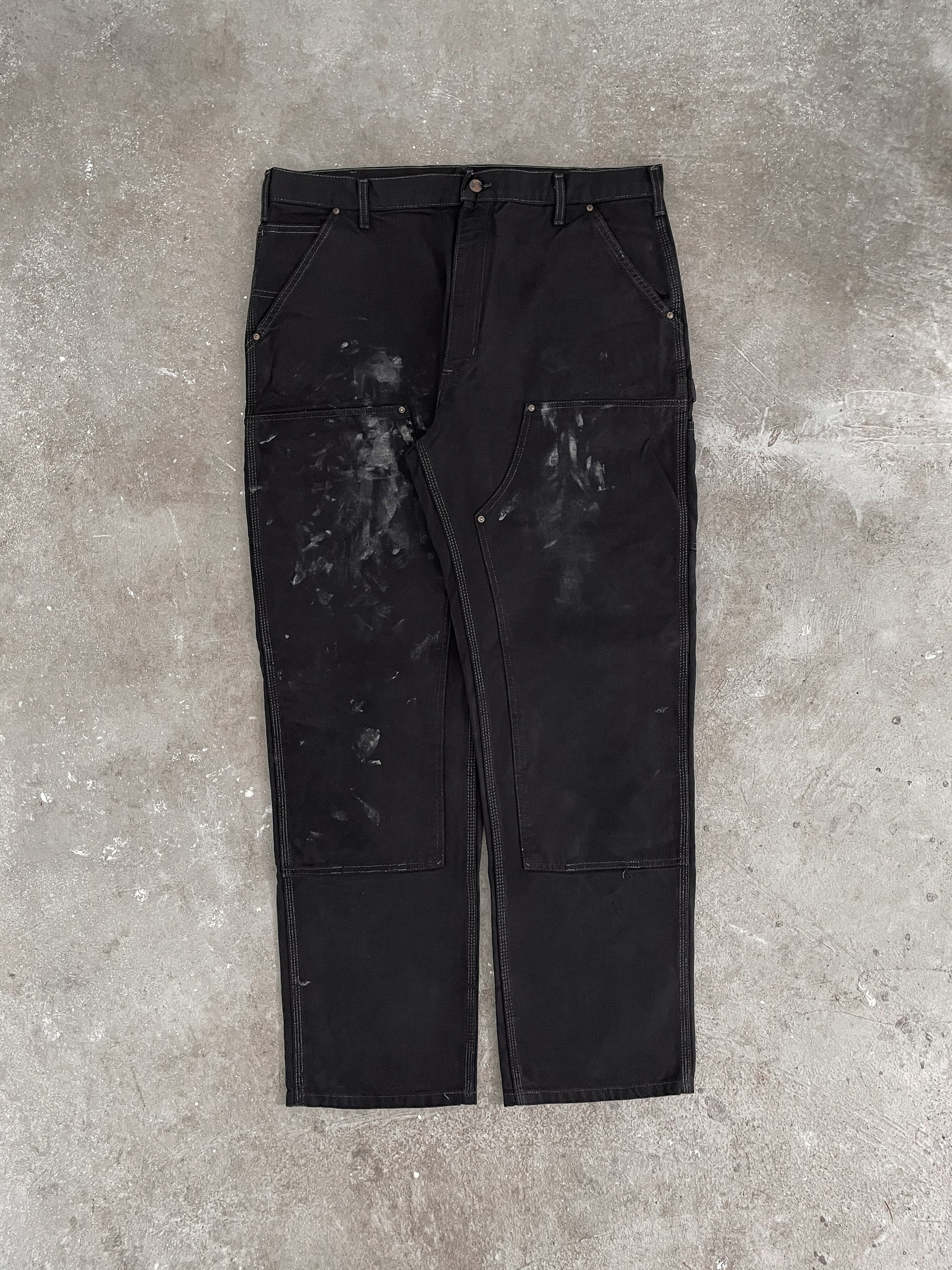Carhartt B01 Black Overdye Double Knee Work Pants (38X33)