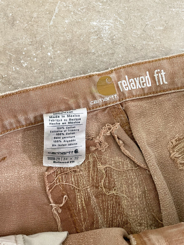 Carhartt 100098-211 Tan Double Knee Work Pants (35X27)