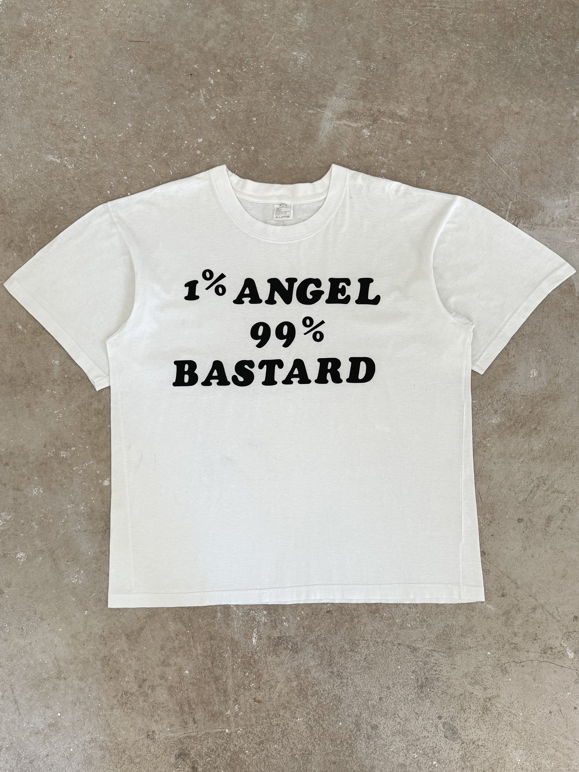 1990s "1% Angel 99% Bastard" Felt Letter Tee (XL)