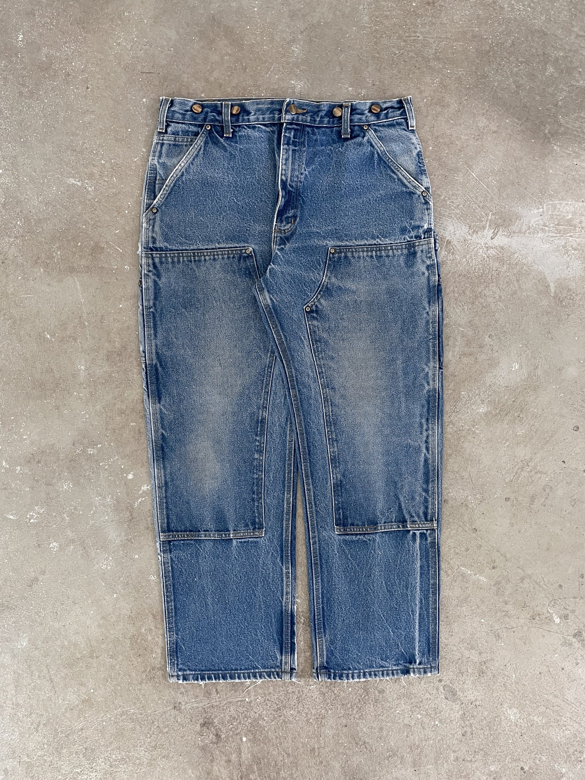 Carhartt B07 Blue Denim Double Knee Work Pants (35X29)