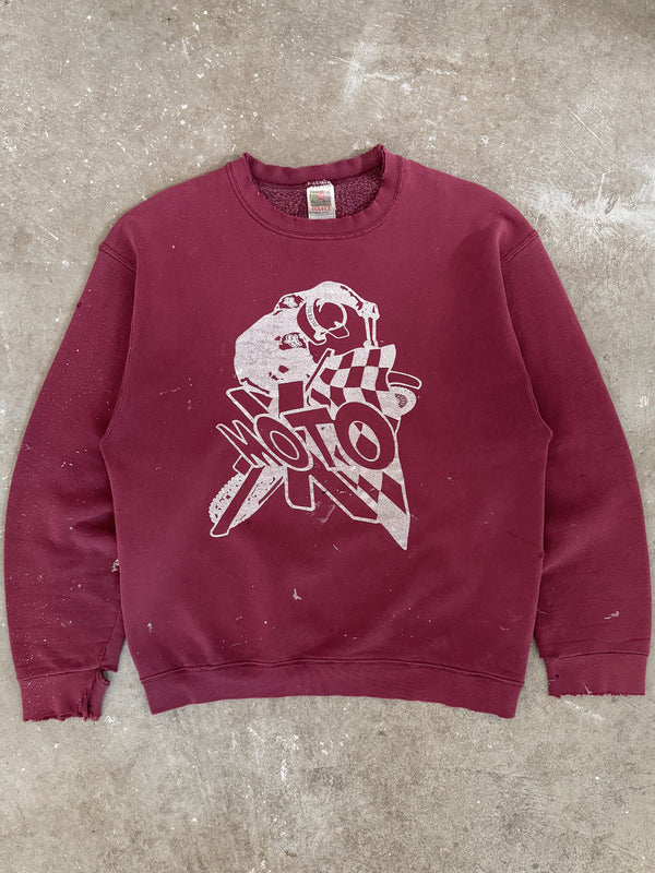 1990s "Fox Motocross" Distressed Sweatshirt (M)