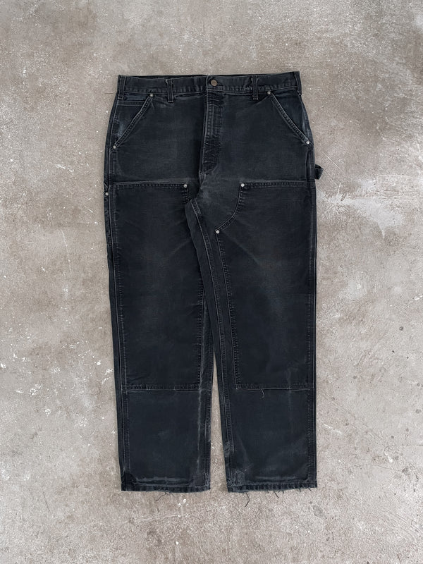 2000s Carhartt B01 Black Double Knee Work Pants (37X31)