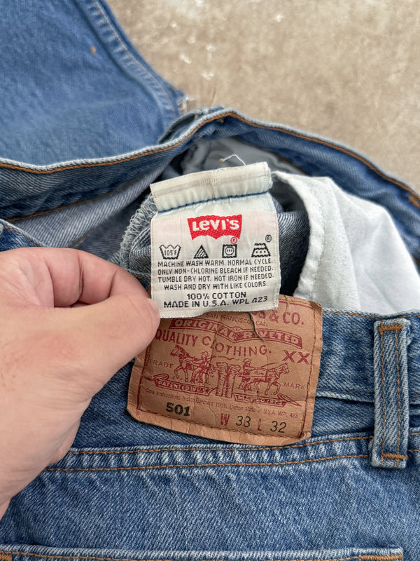 1990s Levis Faded Blue 501 Released Hem (31X31)