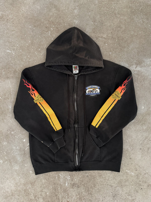 1990s/00s "Harley Davidson" Faded Zip Up Hoodie (M)