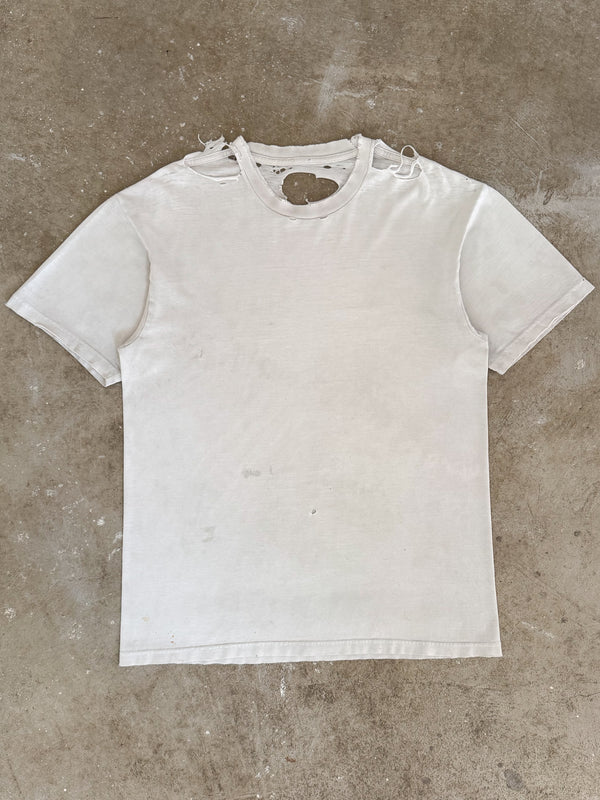 2000s/10s White Thrashed Blank Tee (L)