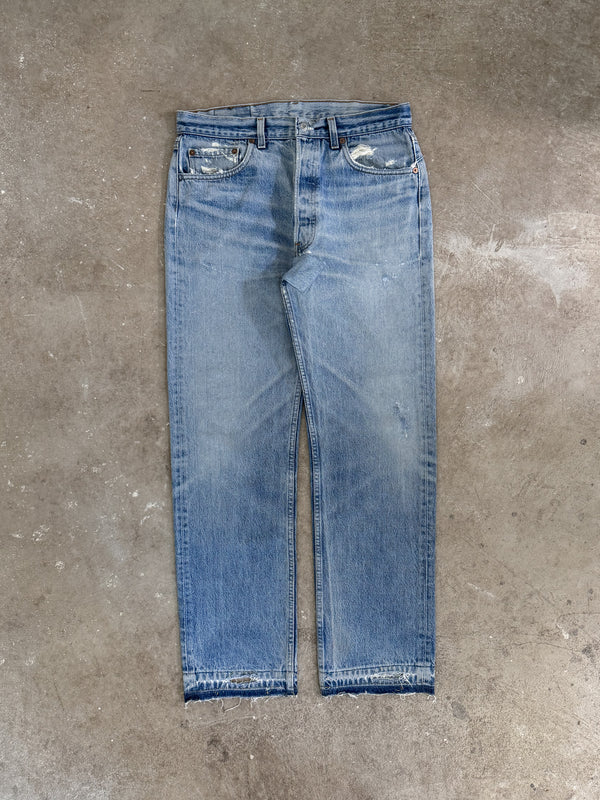 1980s Levis Faded Blue 501 Released Hem (32X30)