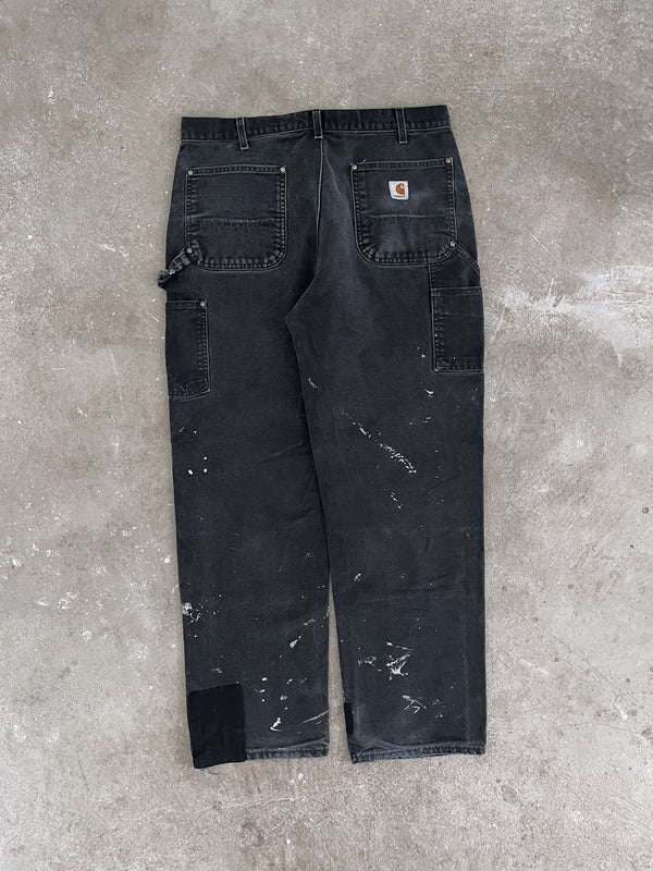 2000s Carhartt B01 Black Double Knee Work Pants (35X30)