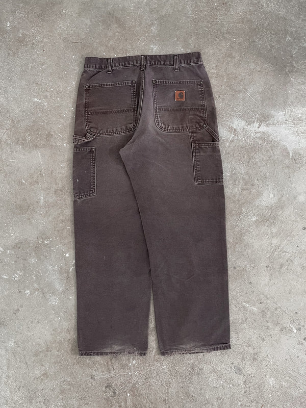2000s Carhartt B136 Dark Brown Double Front Knee Work Pants (31X29)
