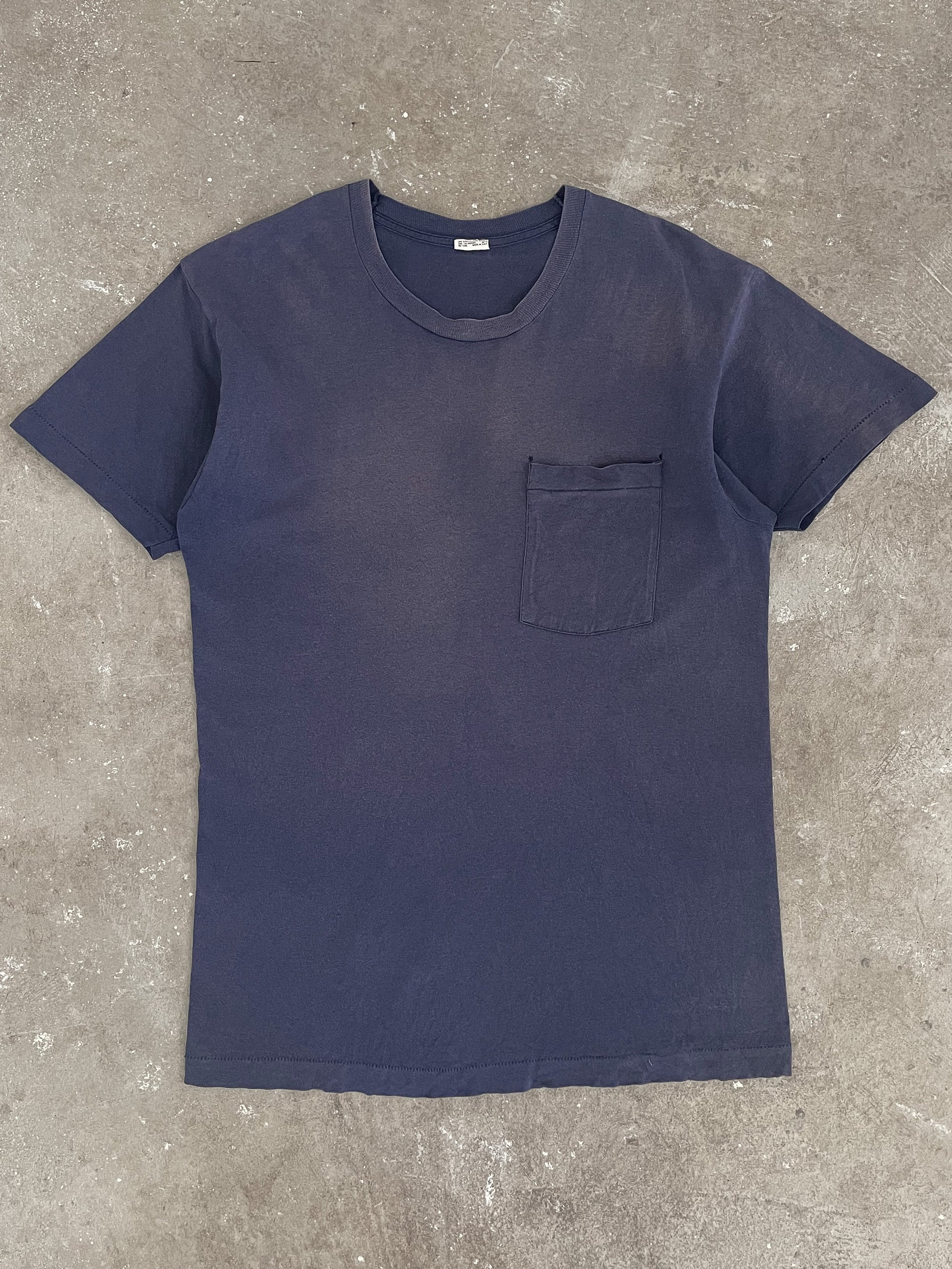1990s Faded Navy Single Stitched Pocket Tee (M)