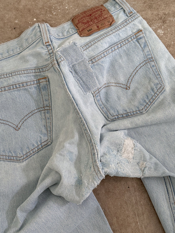 1990s Levis Repaired Faded Blue 501 (29X33)