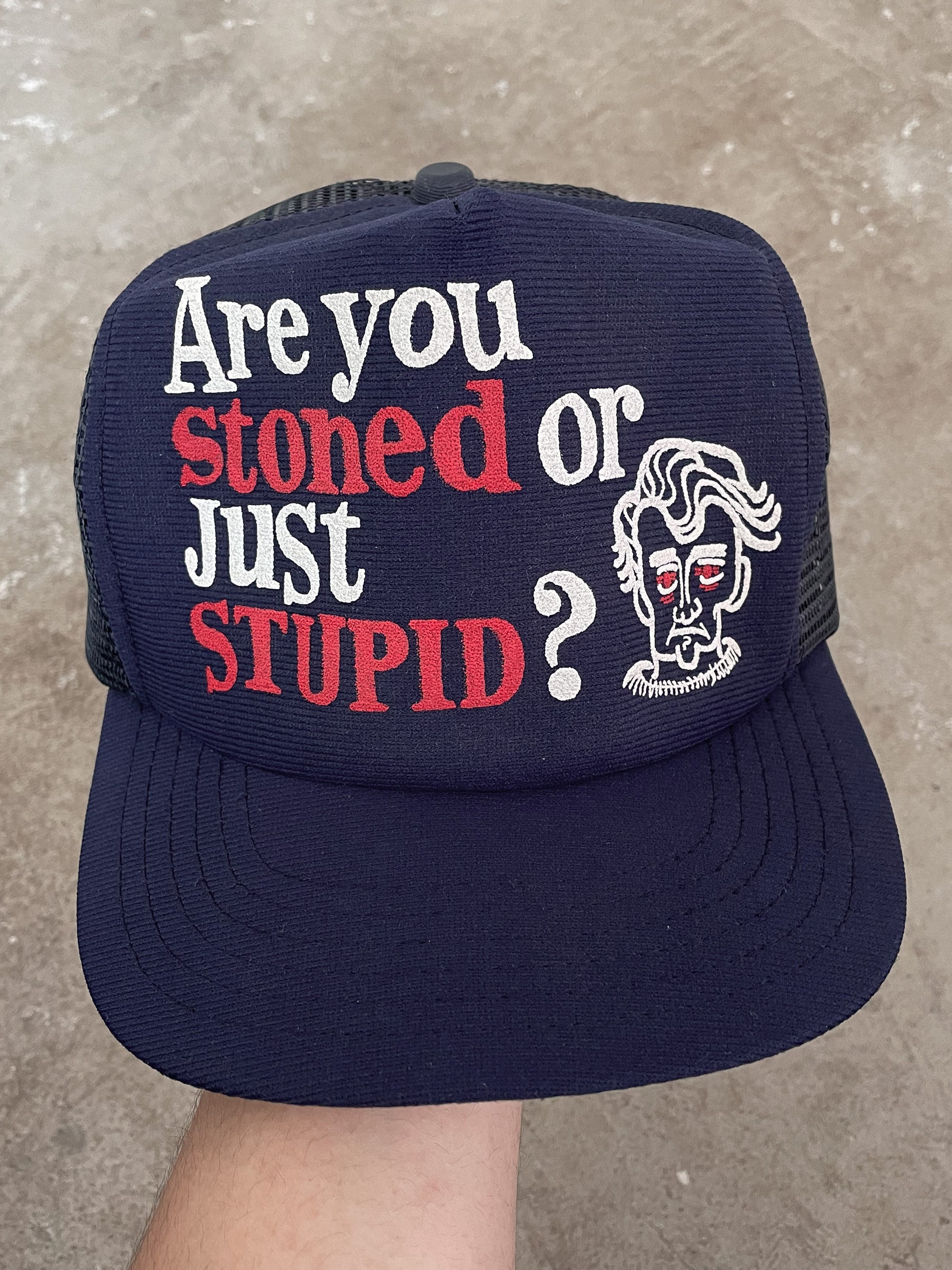 1980s “Are You Stoned Or Just Stupid?” Trucker Hat