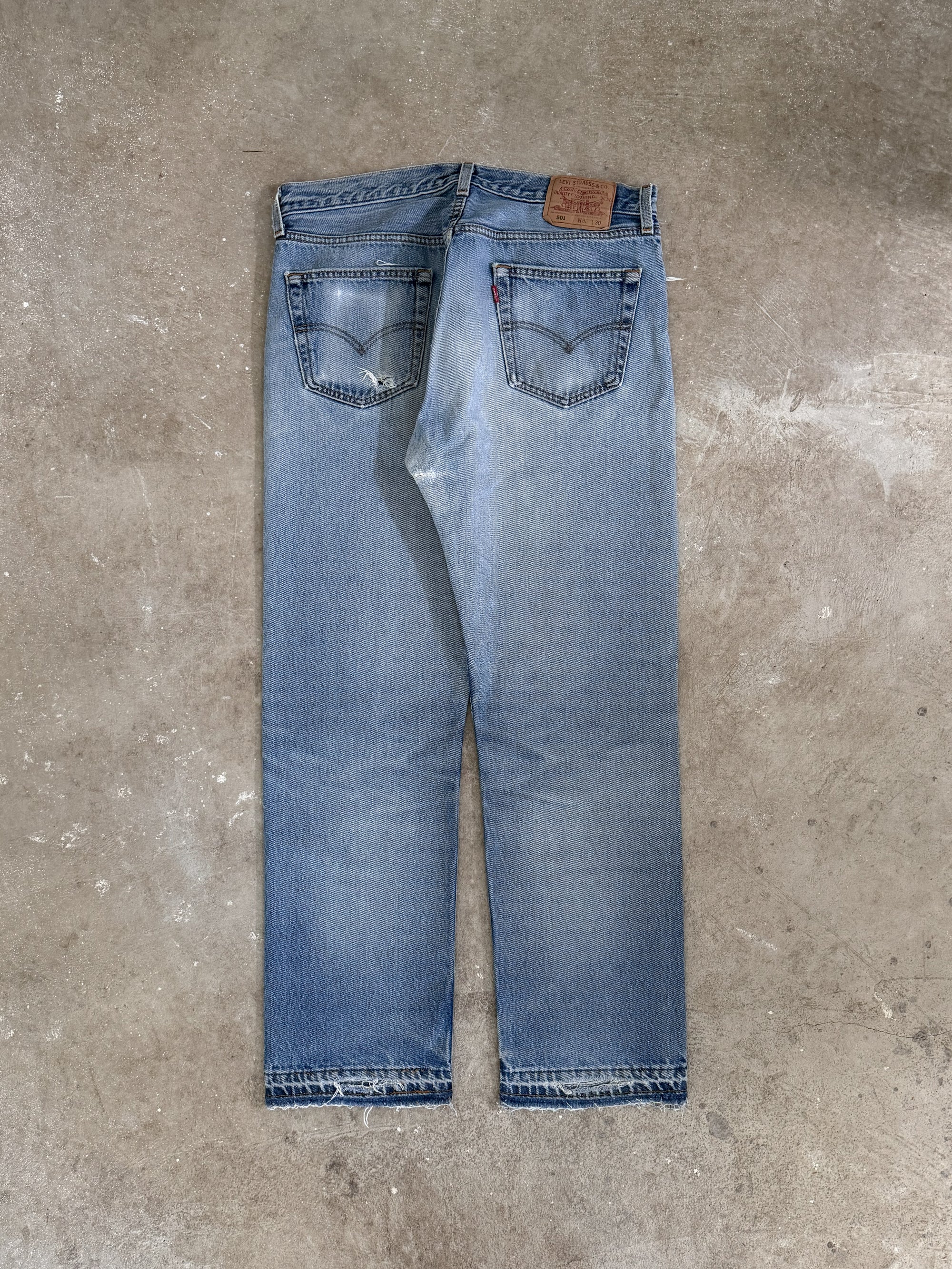 1990s Levis Faded Blue 501 Released Hem (34X30)