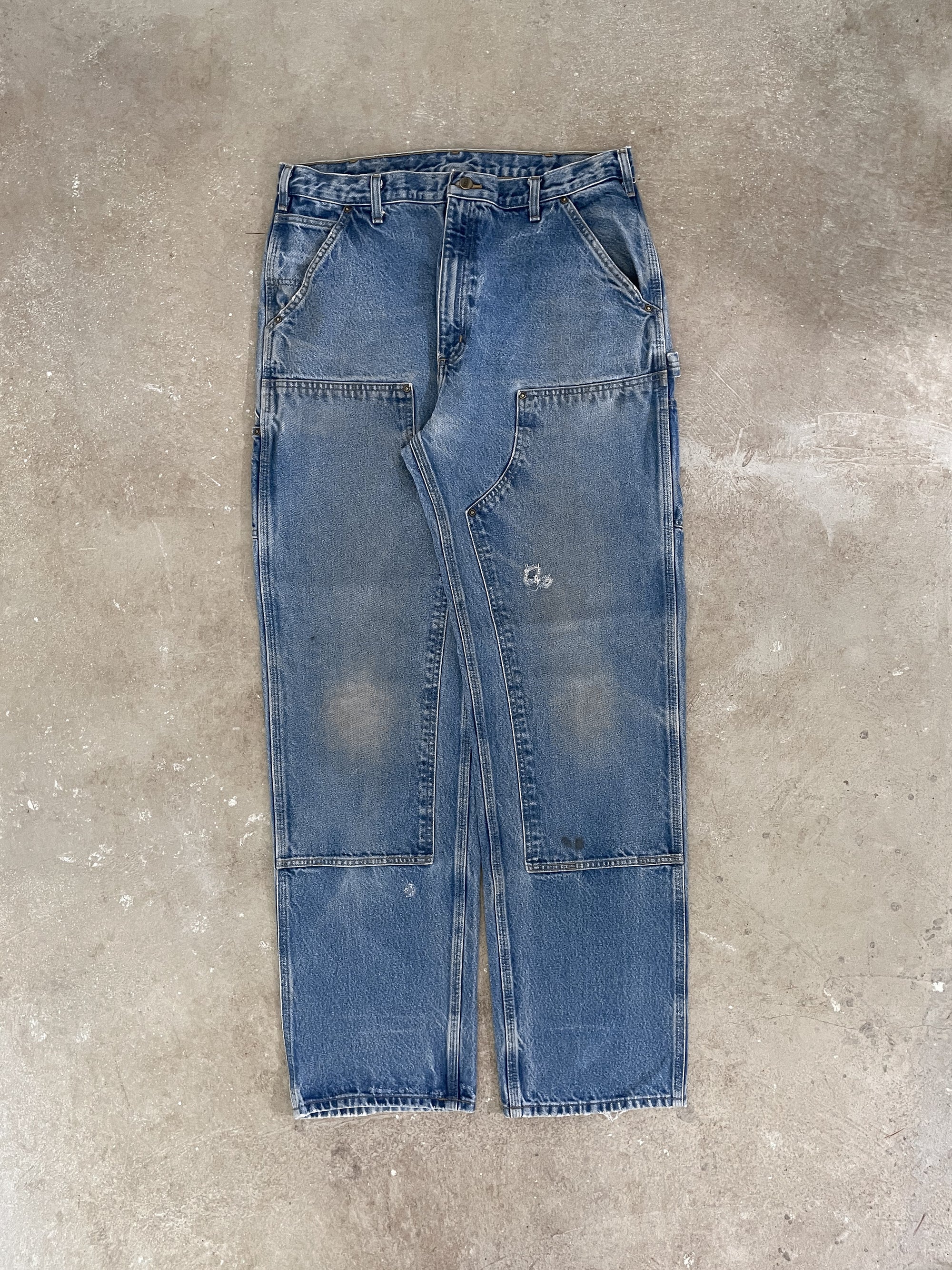Carhartt B73 Blue Denim Double Knee Work Pants (35X35)