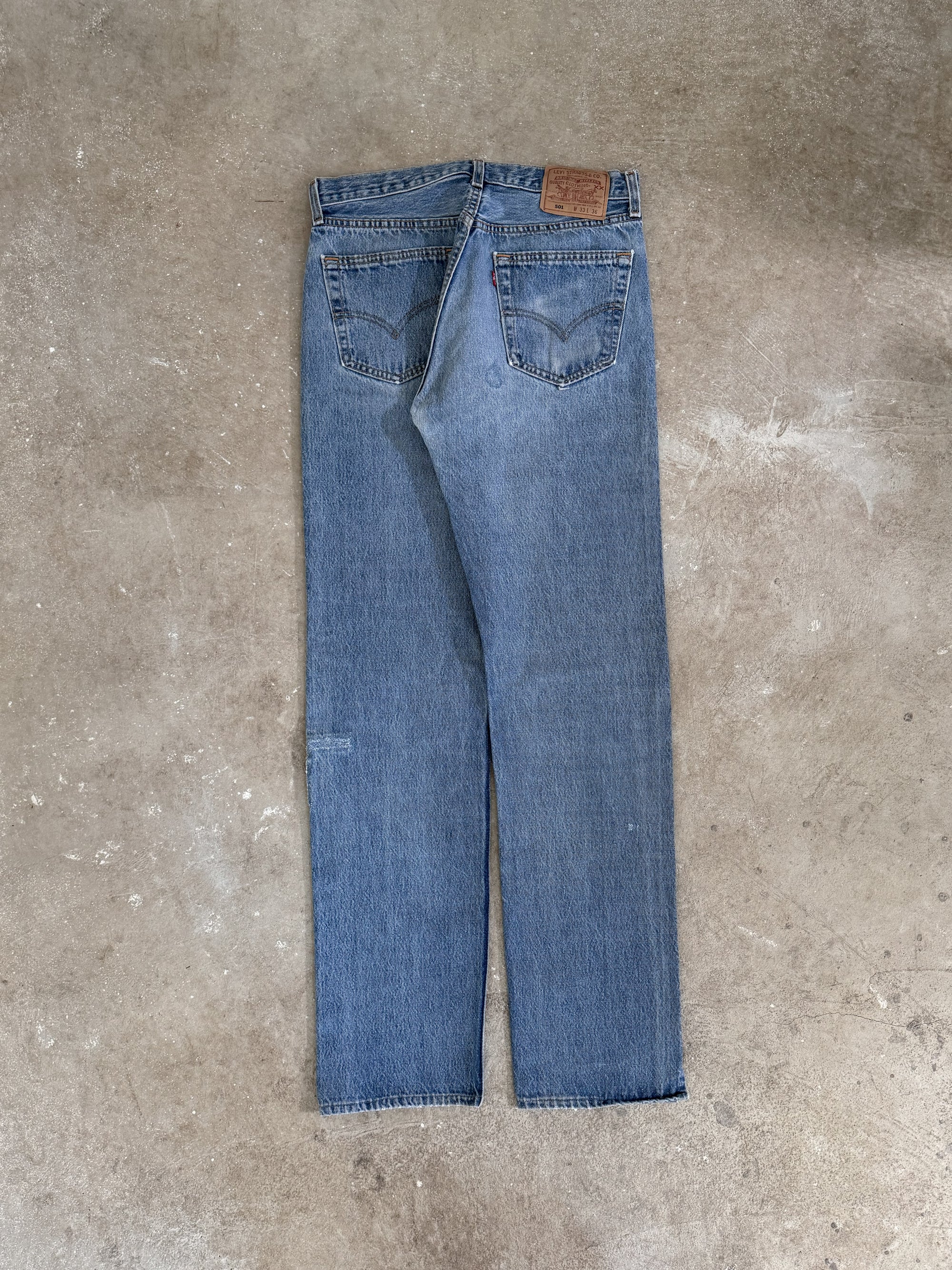 1990s Levis Repaired Faded Blue 501 (31X33)