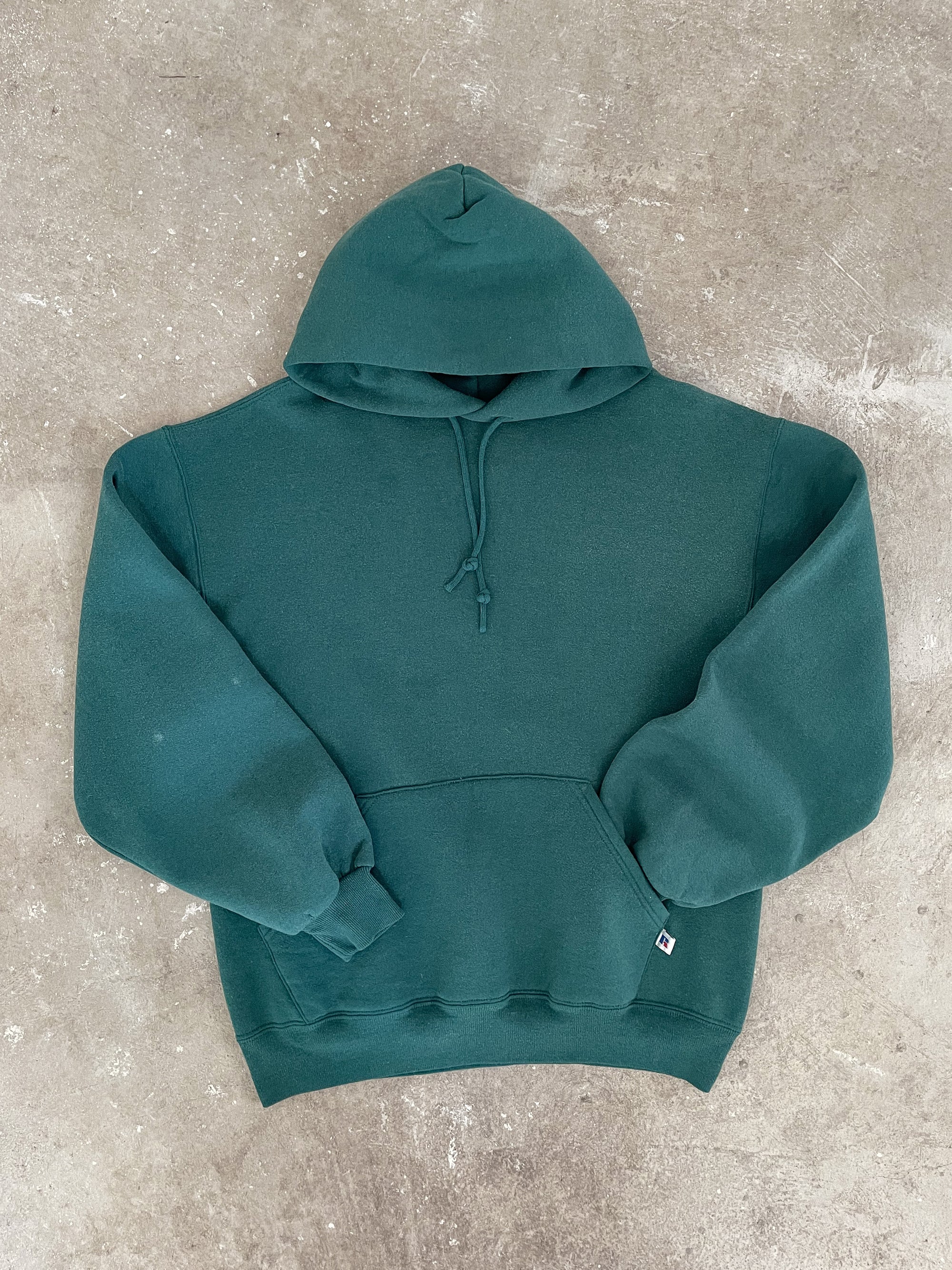 1990s Russell Faded Sea Green Hoodie (M)