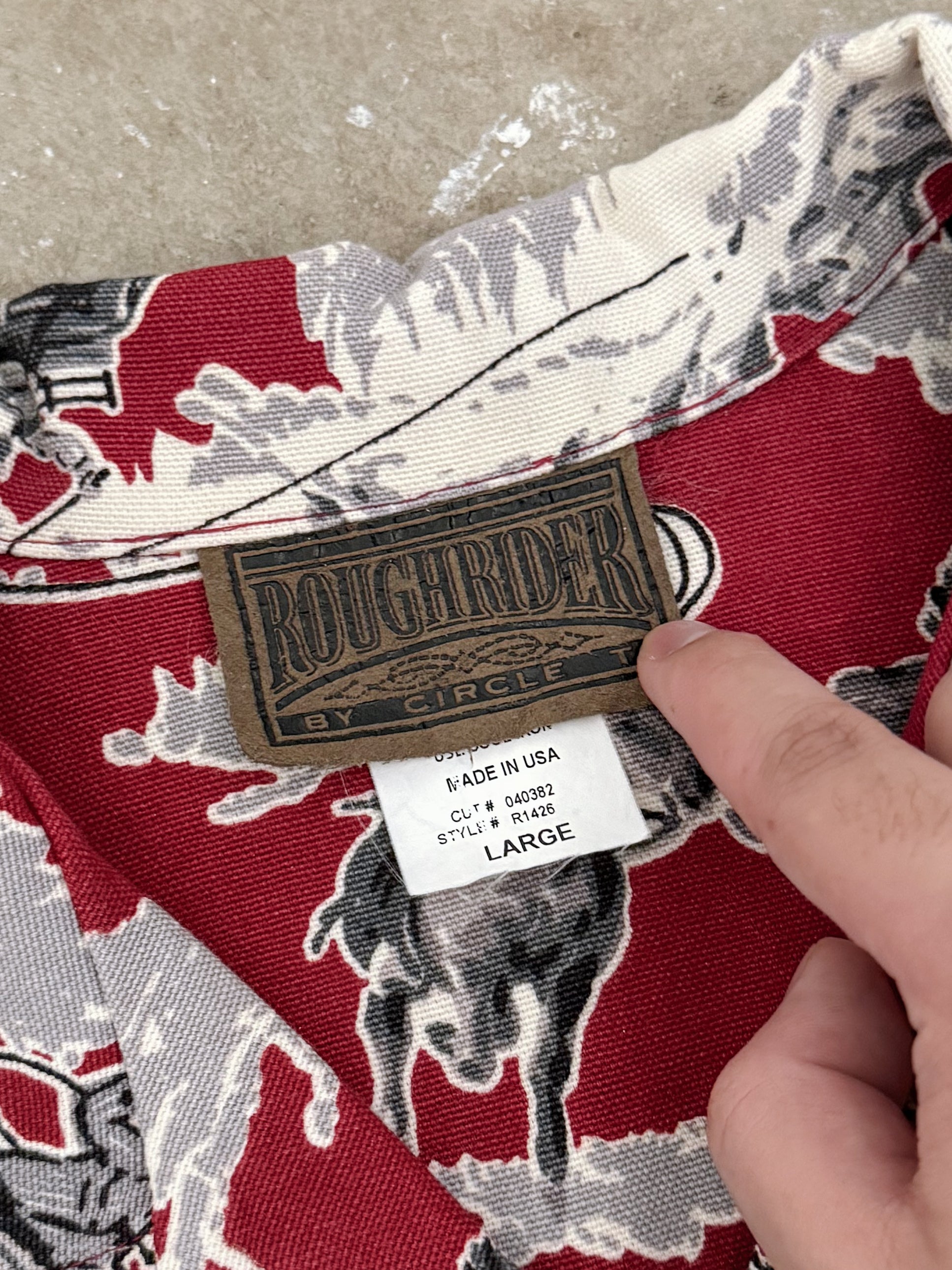 1990s Roughrider Red Cowboy Print Jacket (M)