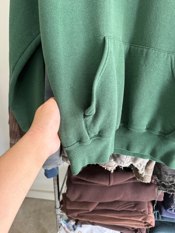 Early 00s Russell Faded Green Blank Hoodie (M)