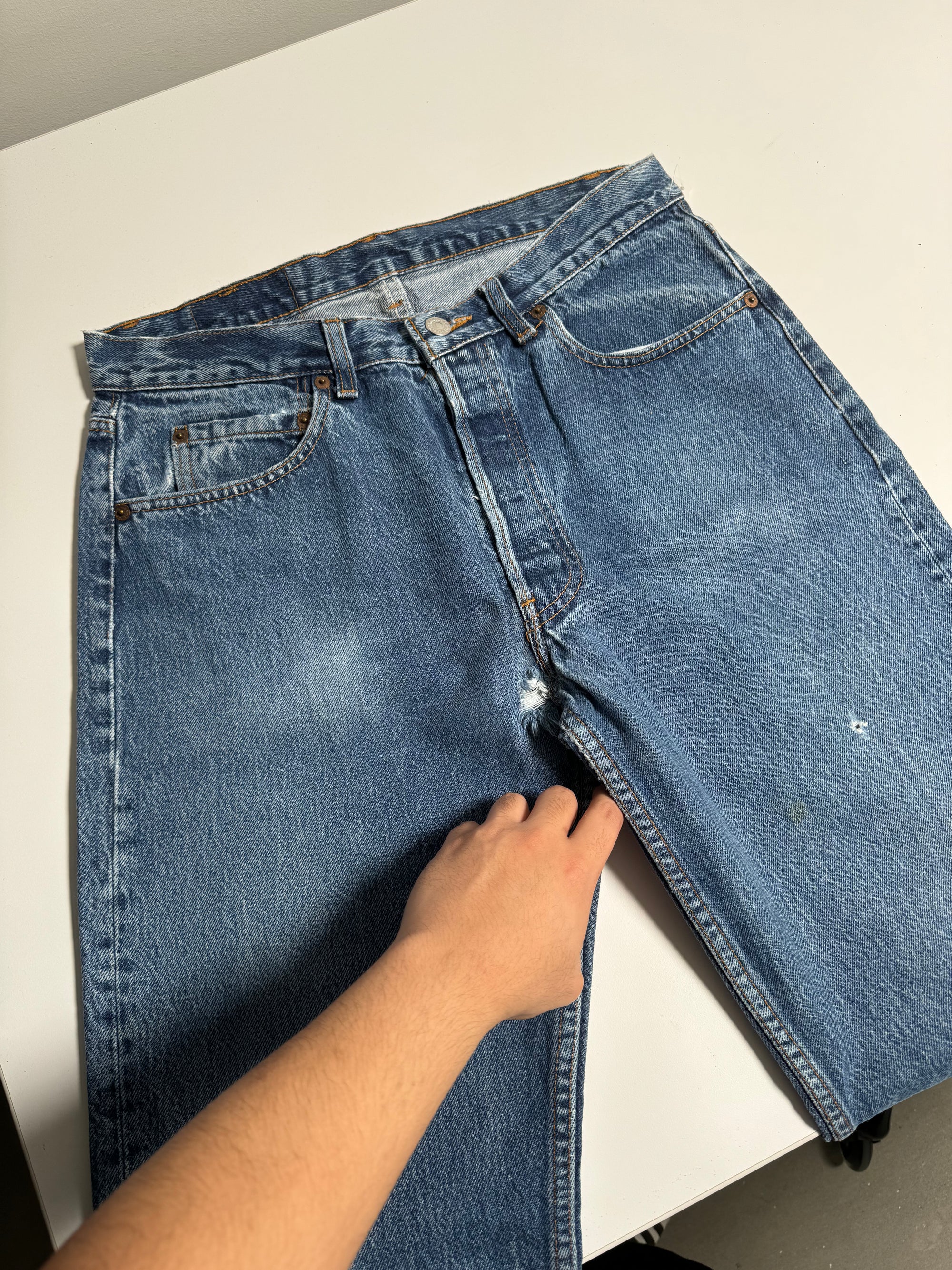 1990s Levis Worn In Blue 501 (31X32)