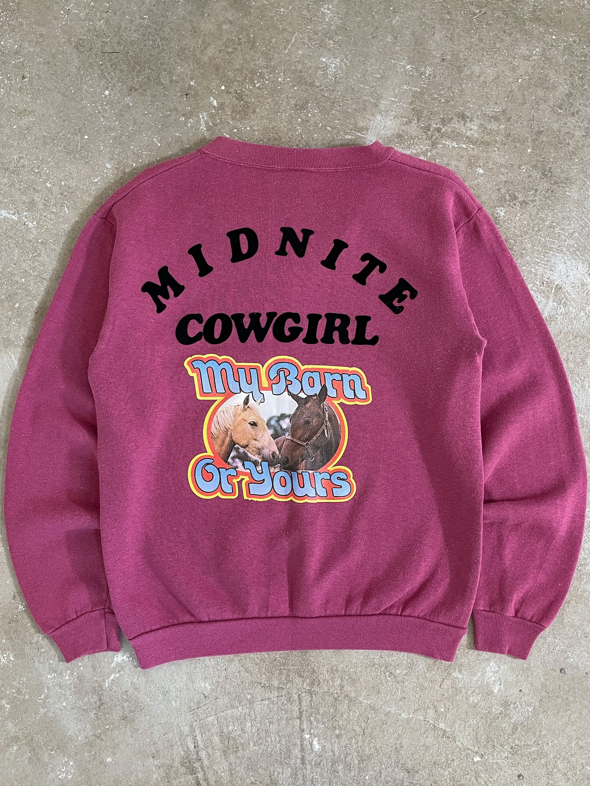 1980s “Midnite Cowgirl” V-Neck Sweatshirt (S/M)