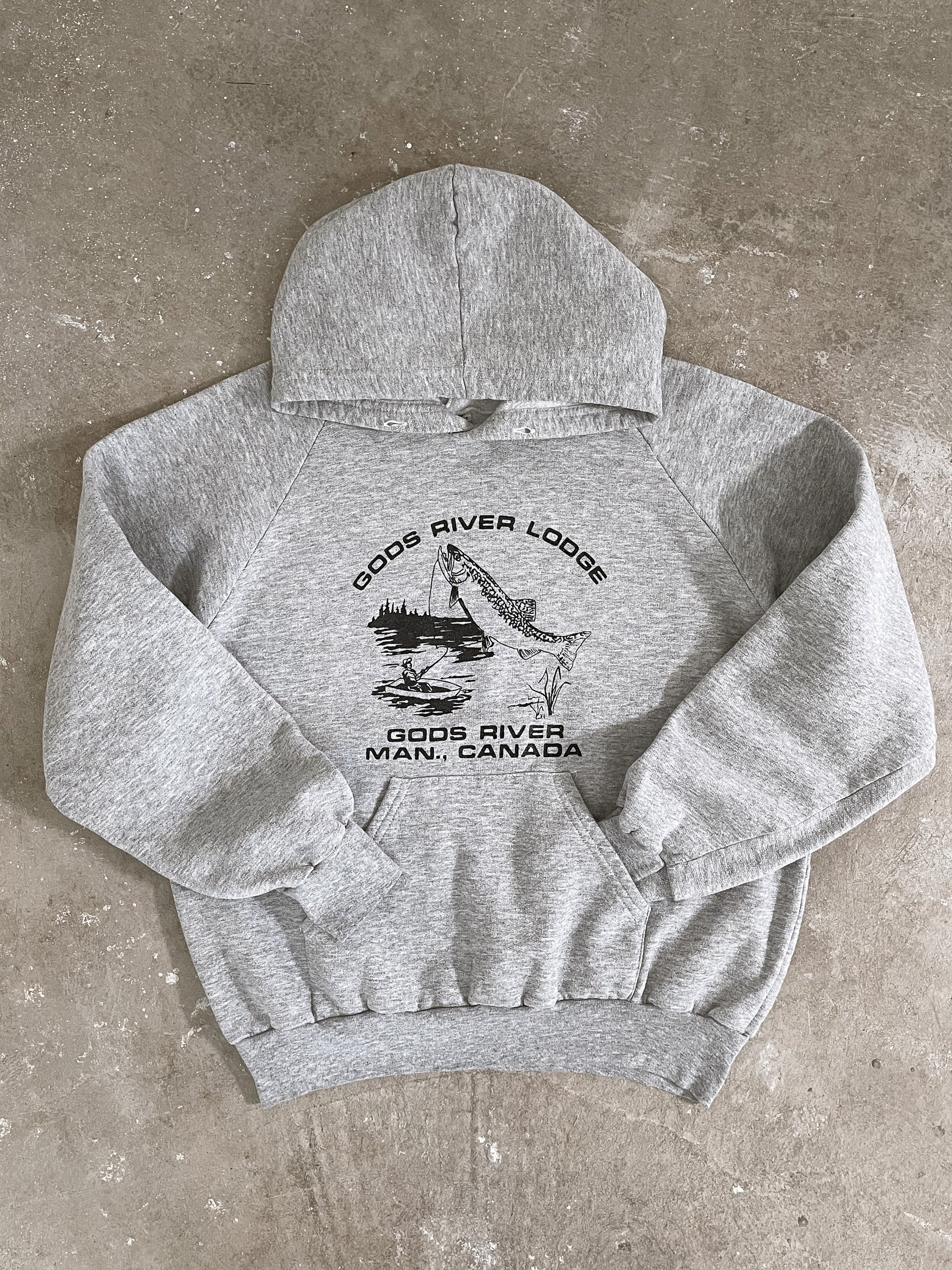 1980s “Gods River Lodge” Raglan Hoodie (M)