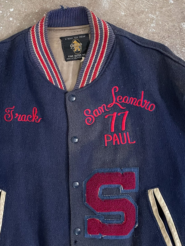 1970s “San Leandro Track” Sun Faded Varsity Jacket (L)