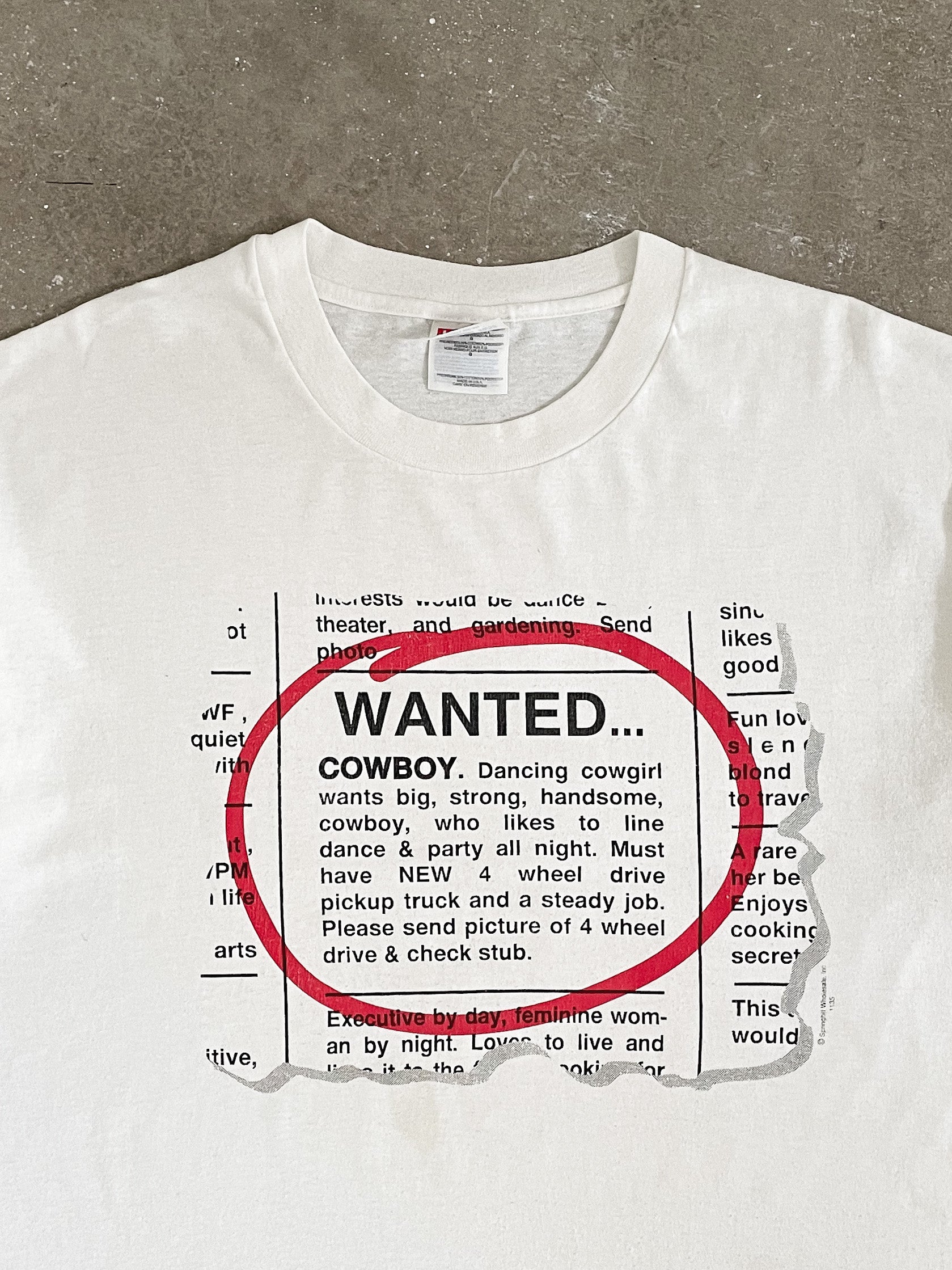 1990s “Cowboy Wanted” Single Stitched Tee (L/XL)