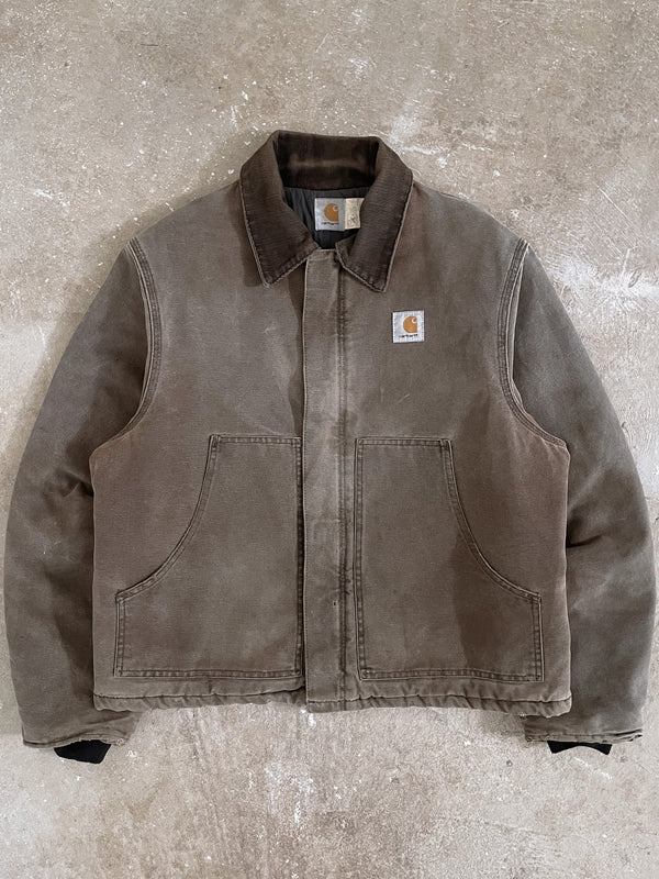 1990s Carhartt Faded Chocolate Brown Quilted Arctic Jacket (L)