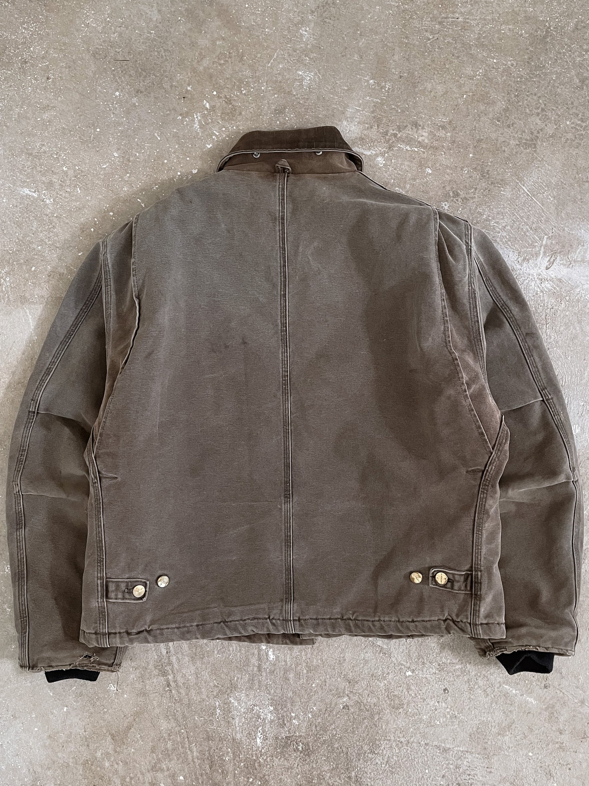 1990s Carhartt Faded Chocolate Brown Quilted Arctic Jacket (L)