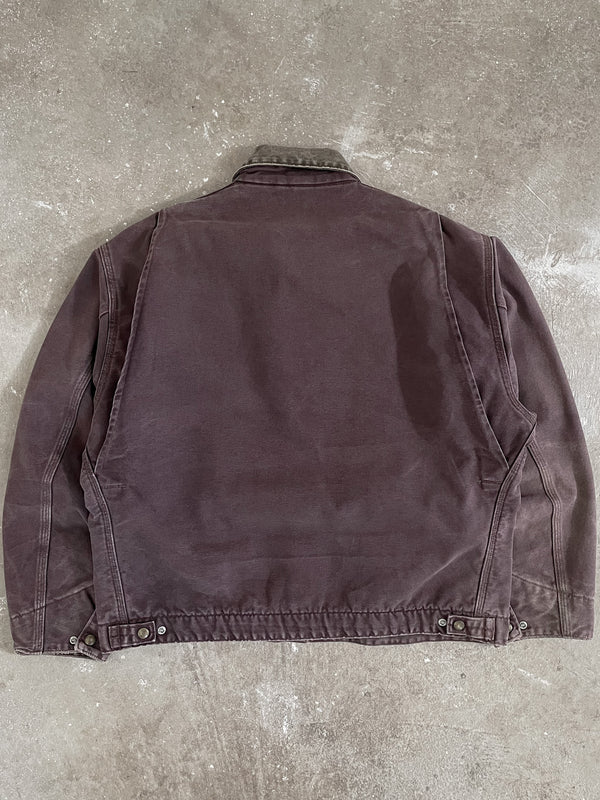 1990s Carhartt Faded Burgundy Lined Work Jacket (XL)