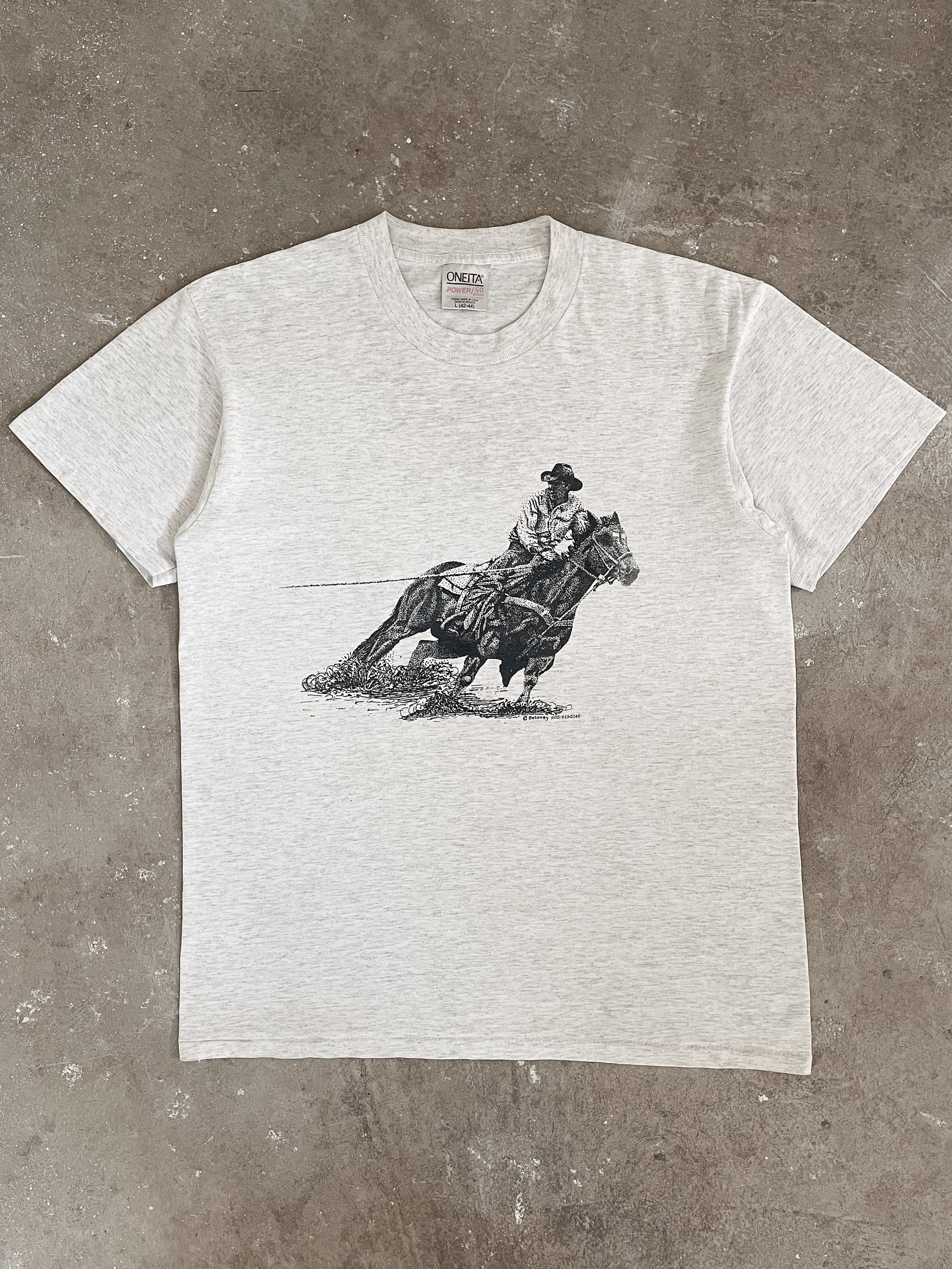 1990s “Roper Cowboy” Single Stitched Tee (L)