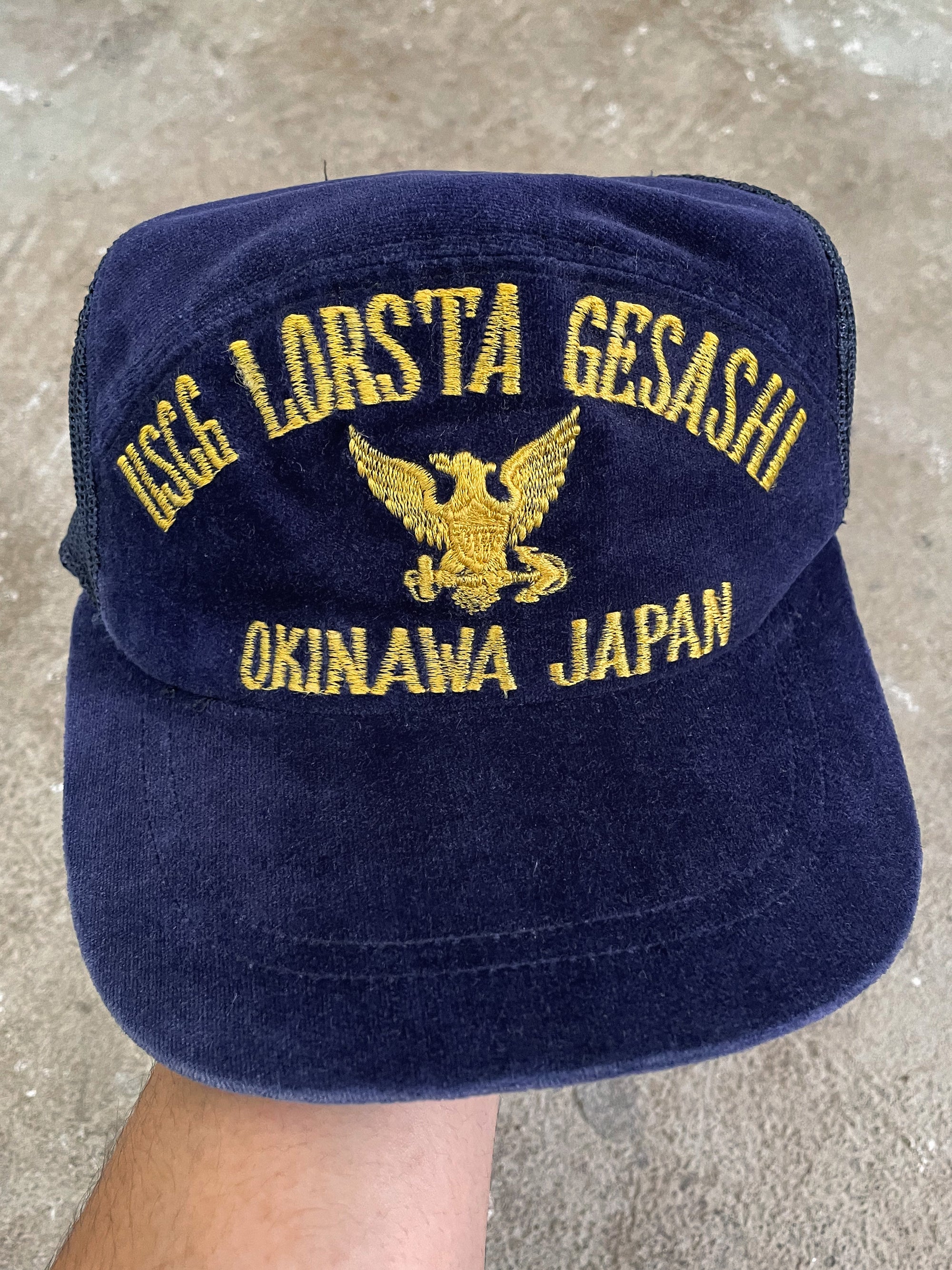 1980s “USCG Okinawa” Velvet Naval Hat