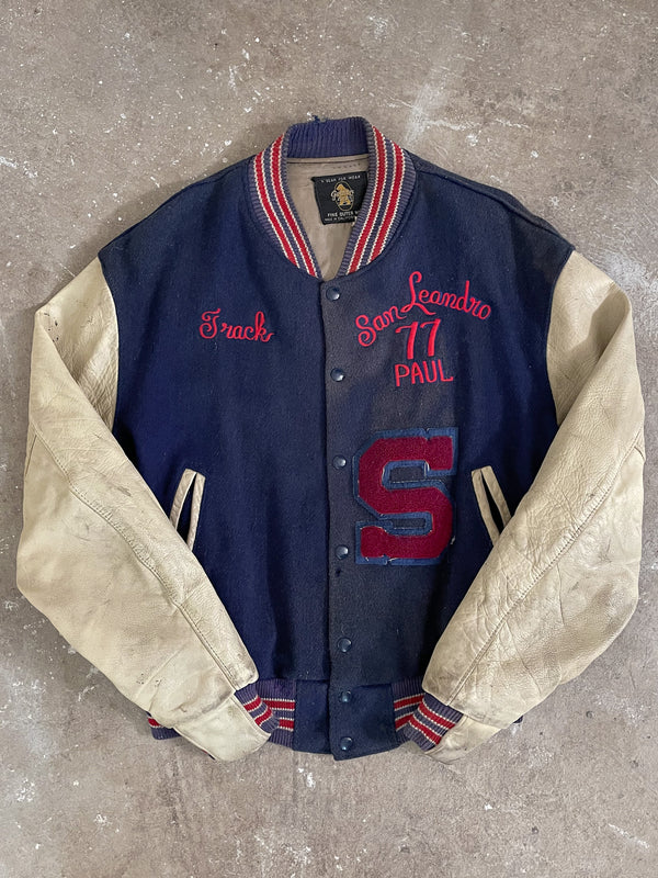 1970s “San Leandro Track” Sun Faded Varsity Jacket (L)