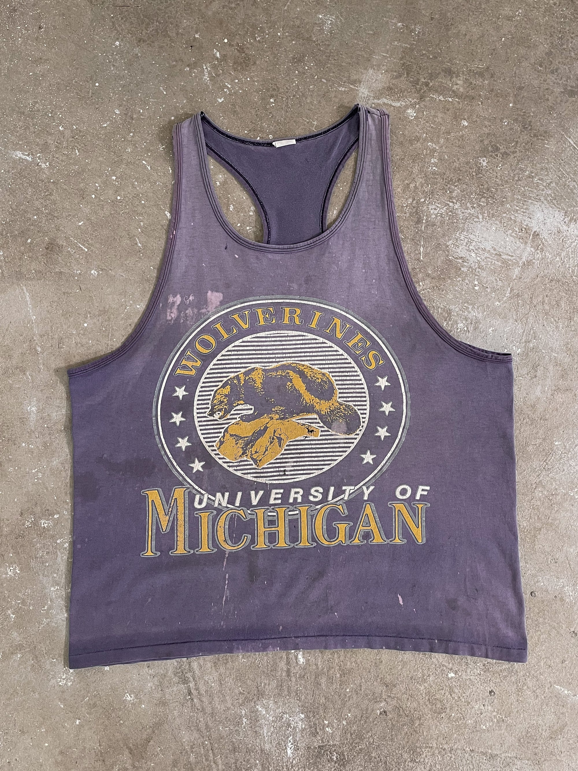 1990s “Michigan Wolverines” Sun Faded Single Stitched Tank Top (XL)