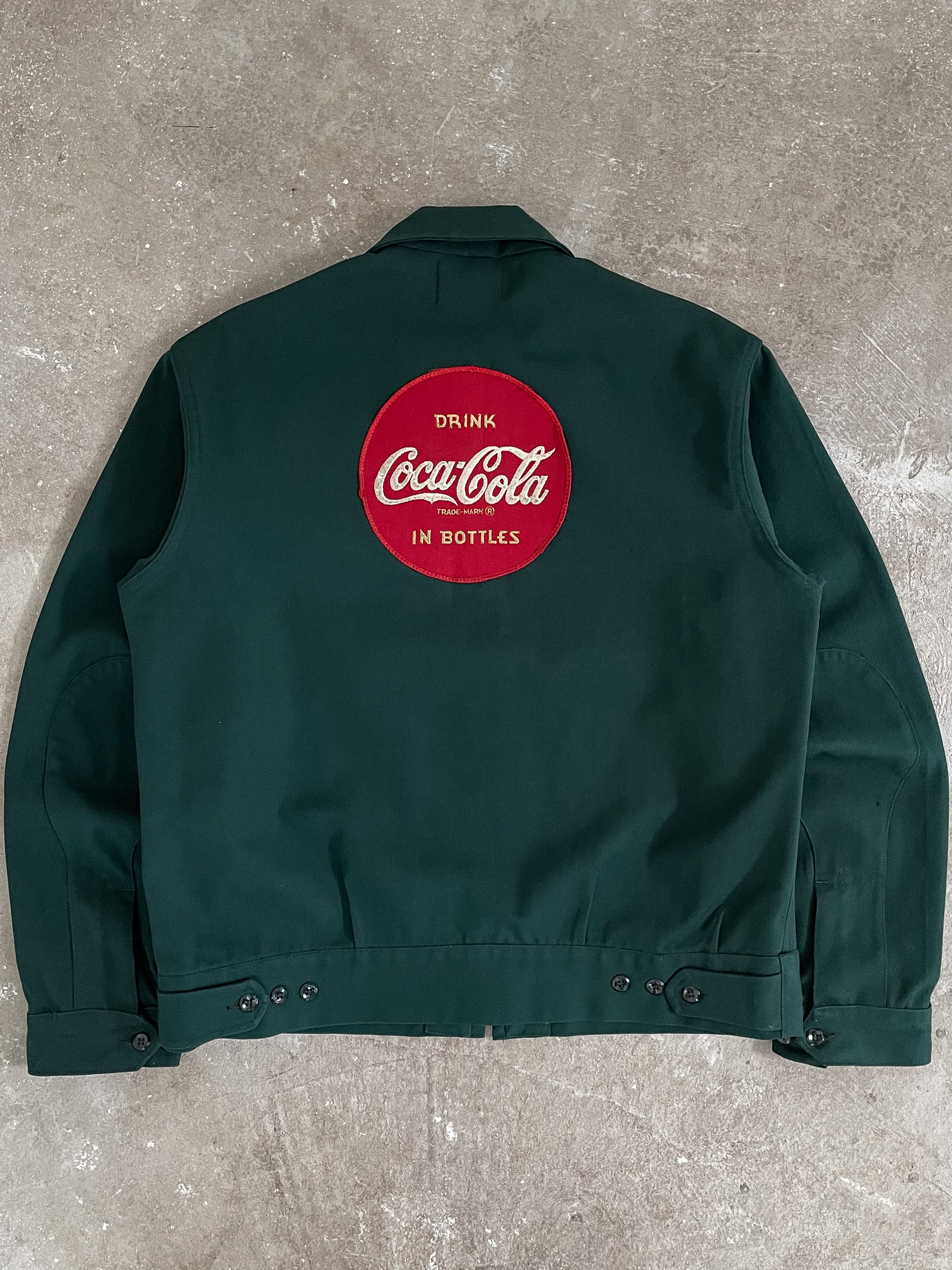 1950s “Coca Cola” Green Wool Talon Zip Work Jacket (M)