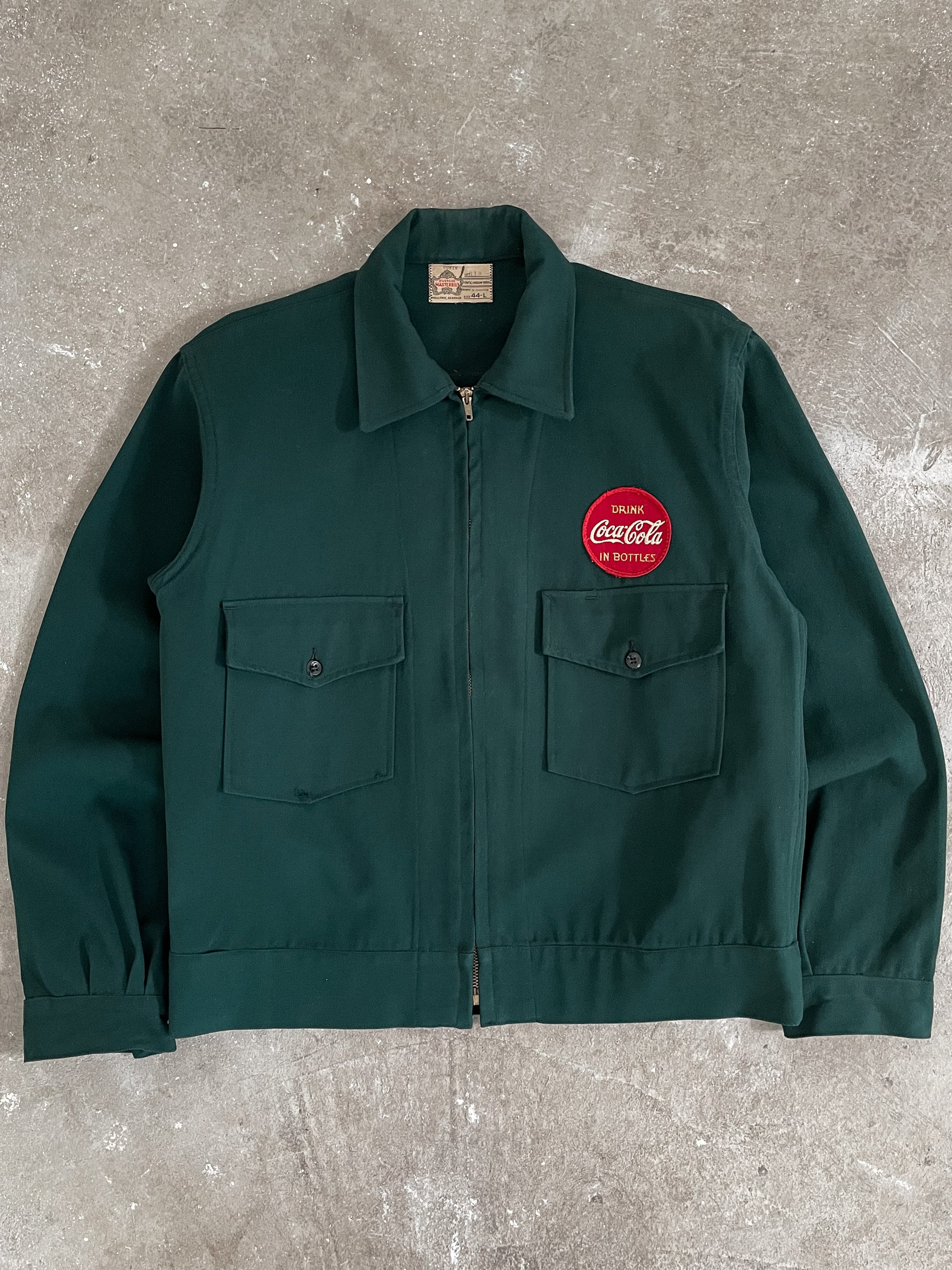 1950s “Coca Cola” Green Wool Talon Zip Work Jacket (M) – DAMAGED