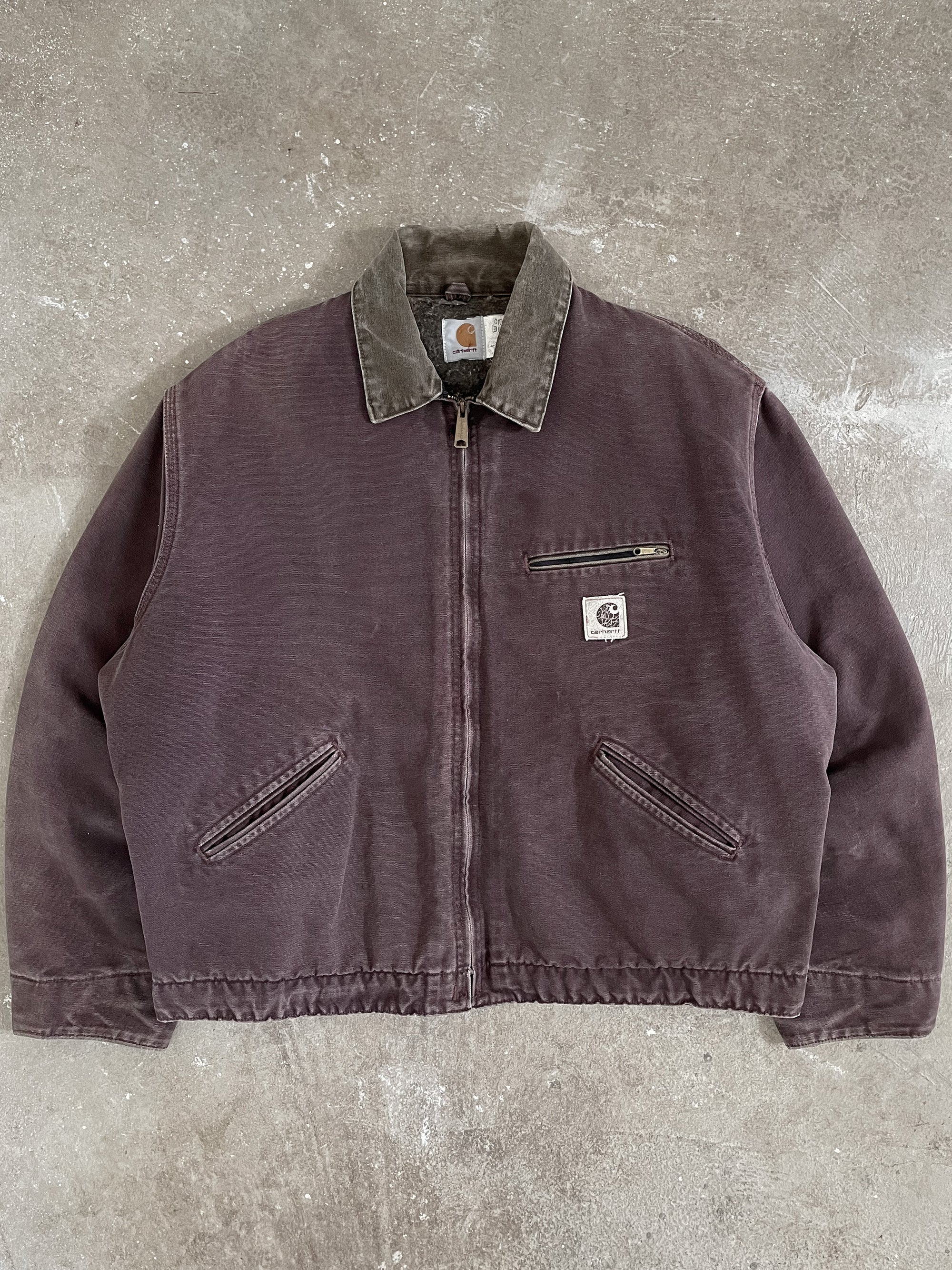 1990s Carhartt Faded Burgundy Lined Work Jacket (XL)